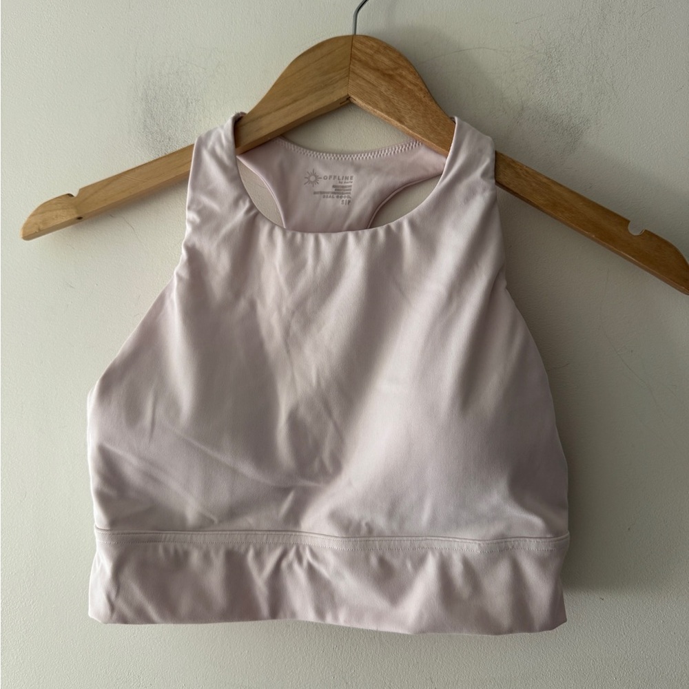 Aerie Offline Real Good Light Pink Goals Most Supportive Sports Bra